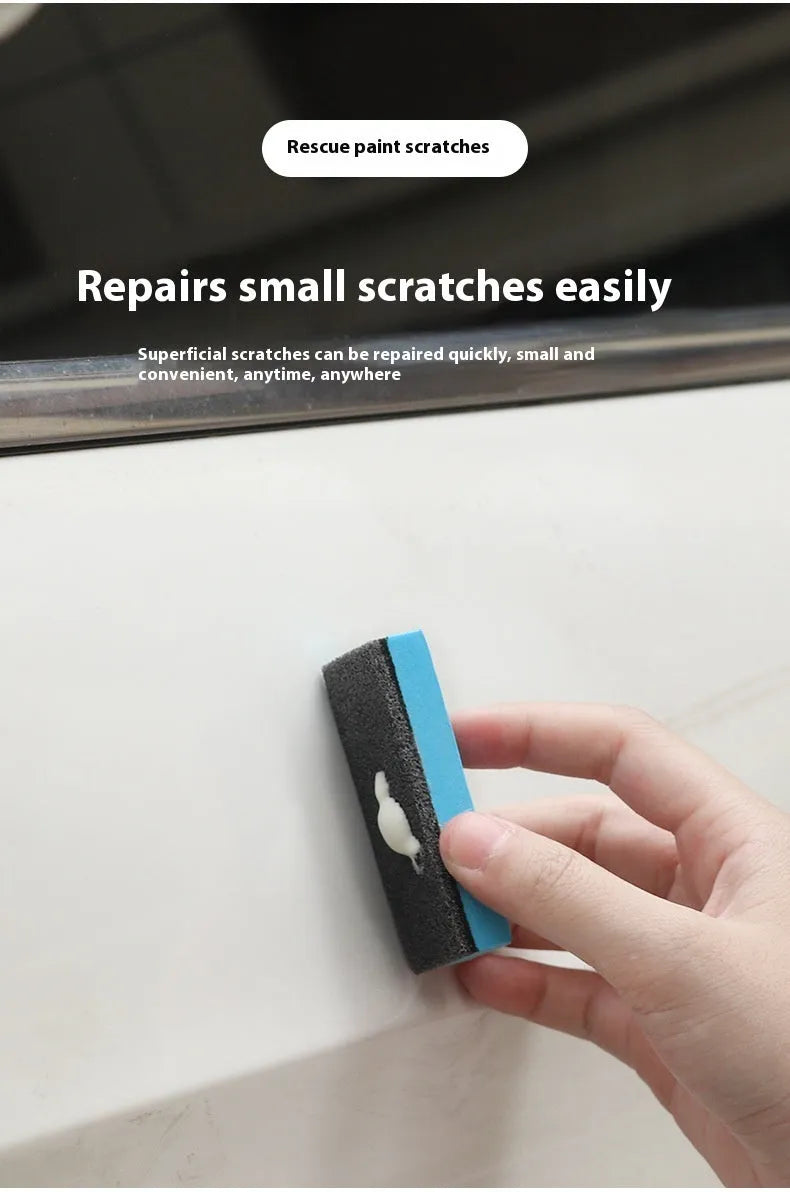 Car repair wax kit with two bottles and a frosted sponge for scratch removal and paint polishing