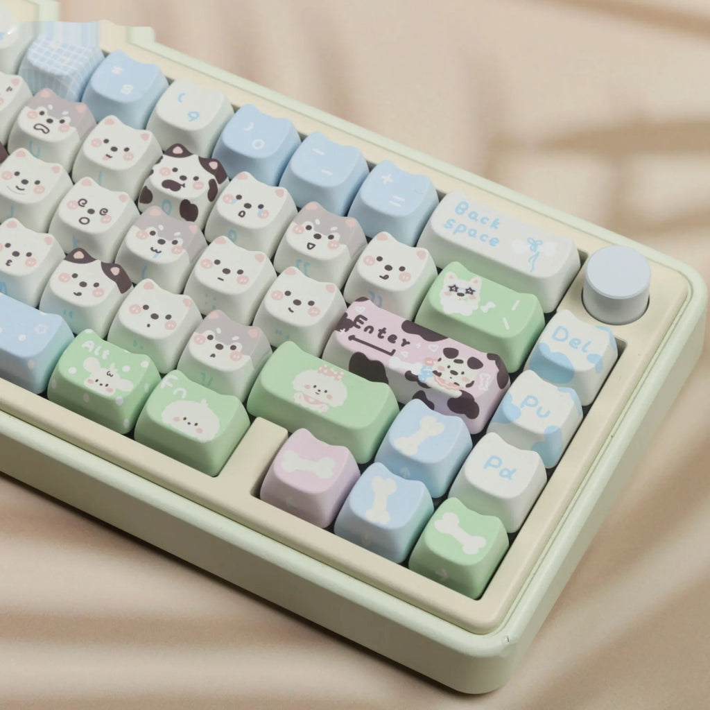 PBT sublimation key cap full set with puppy pattern design for mechanical keyboards