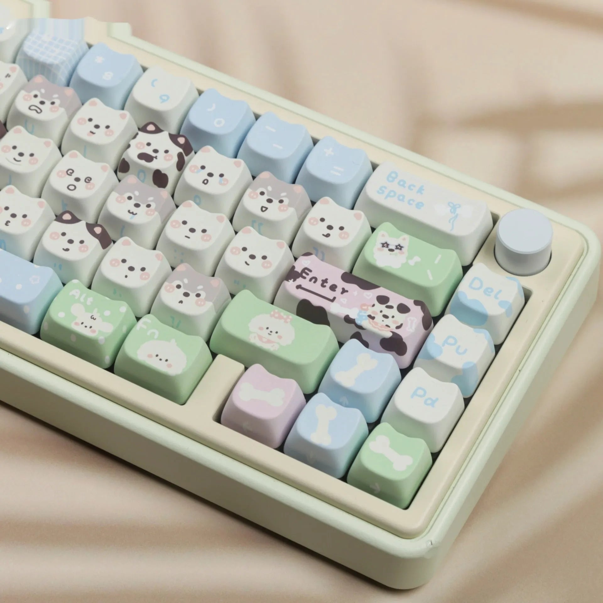 PBT sublimation key cap full set with puppy pattern design for mechanical keyboards