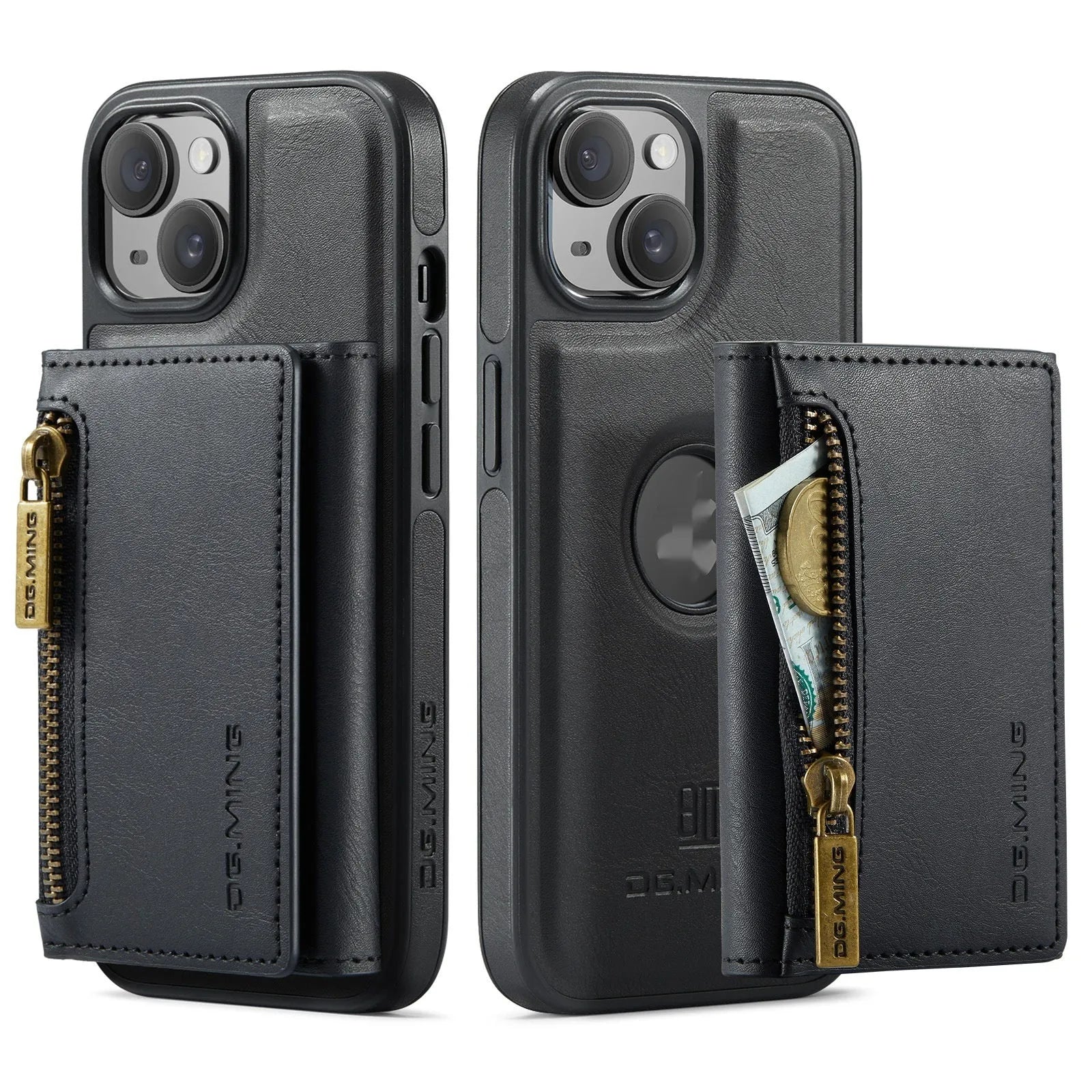 Plastic magnetic wallet phone case with card holder in retro handmade style for iPhone
