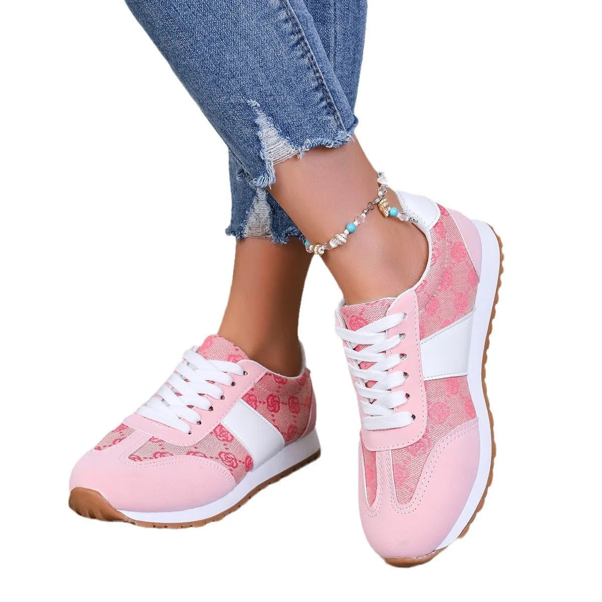 Women's khaki casual lace-up shoes with shallow open toe, cross-strap detail, and flat rubber sole