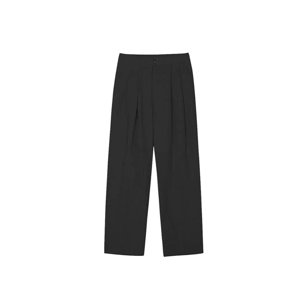 Men's loose-fit apricot coloured cotton linen blend trousers with a straight leg and elastic waistband.