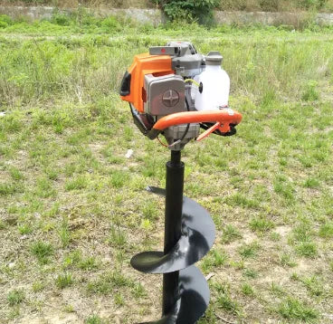 Portable single-person gasoline hole digger for fruit tree fertilization, supplied as one unit