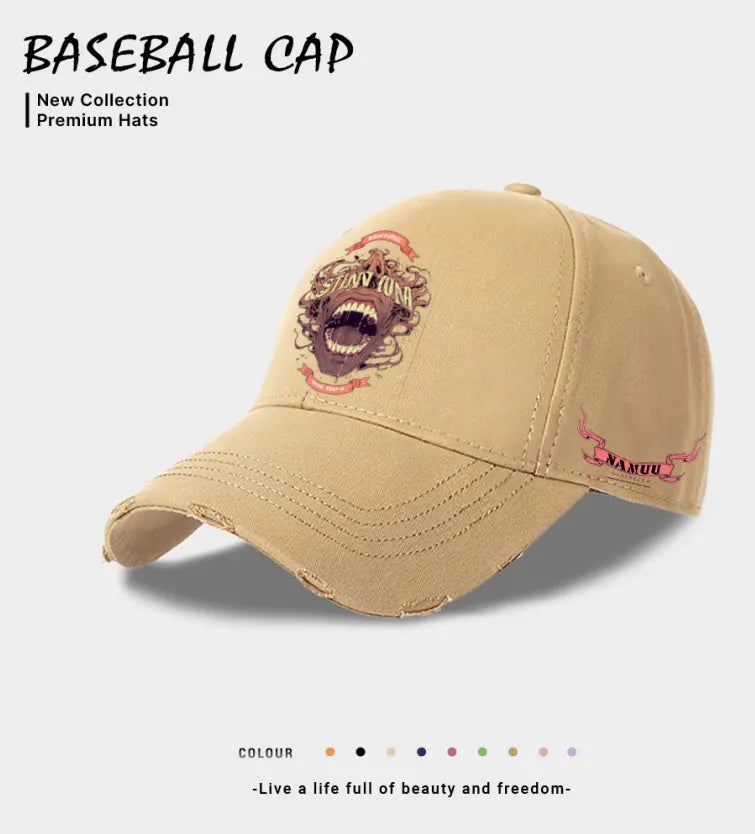 European and American style men's casual baseball cap in polyester beige black blue adjustable fit
