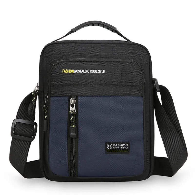 Men's nylon crossbody messenger bag with sewing thread detailing in four colour options