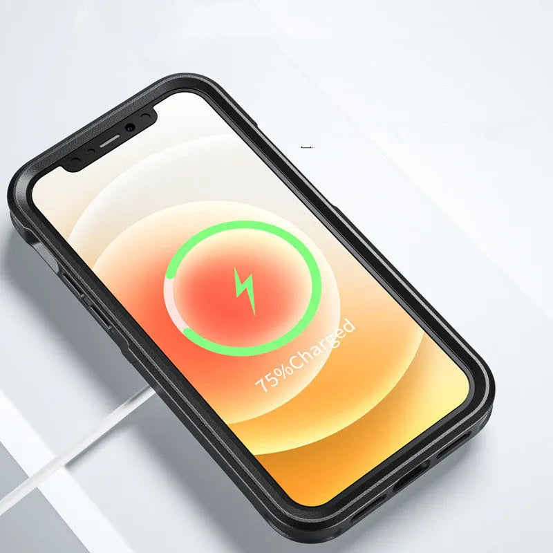 Black shatterproof magnetic iPhone case for iPhone 12 and iPhone 13 models with PC+TPU construction