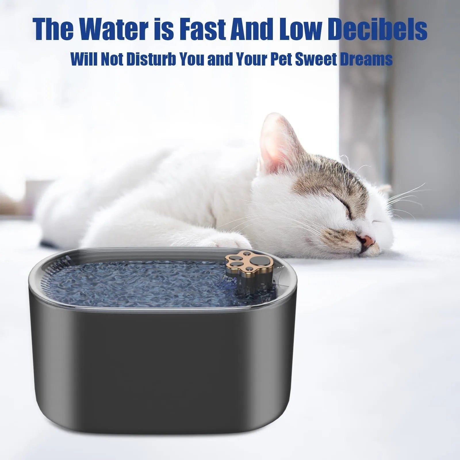 Berlin blue automatic pet water fountain with LED light indicator and triple filter system