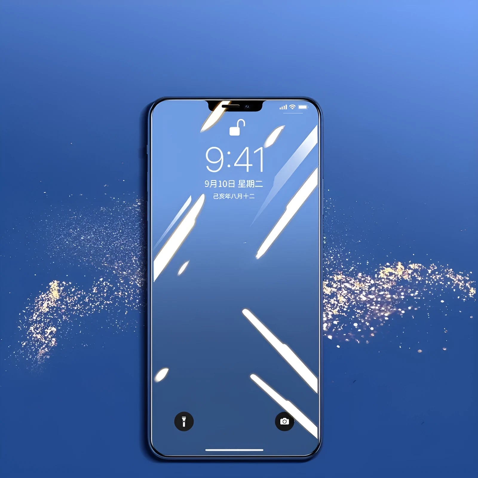 Tempered glass screen protector for iPhone models showing high-definition clarity and scratch-resistant surface