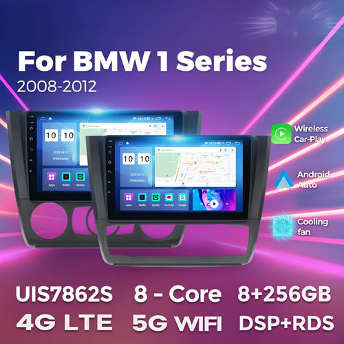 9-inch Android car navigation and central control touchscreen unit for BMW E87 vehicles.