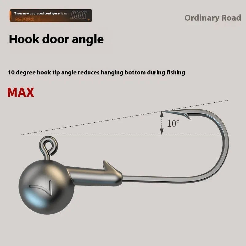Pack of 50 strengthened steel jig hooks with a single lead-headed fishing hook.