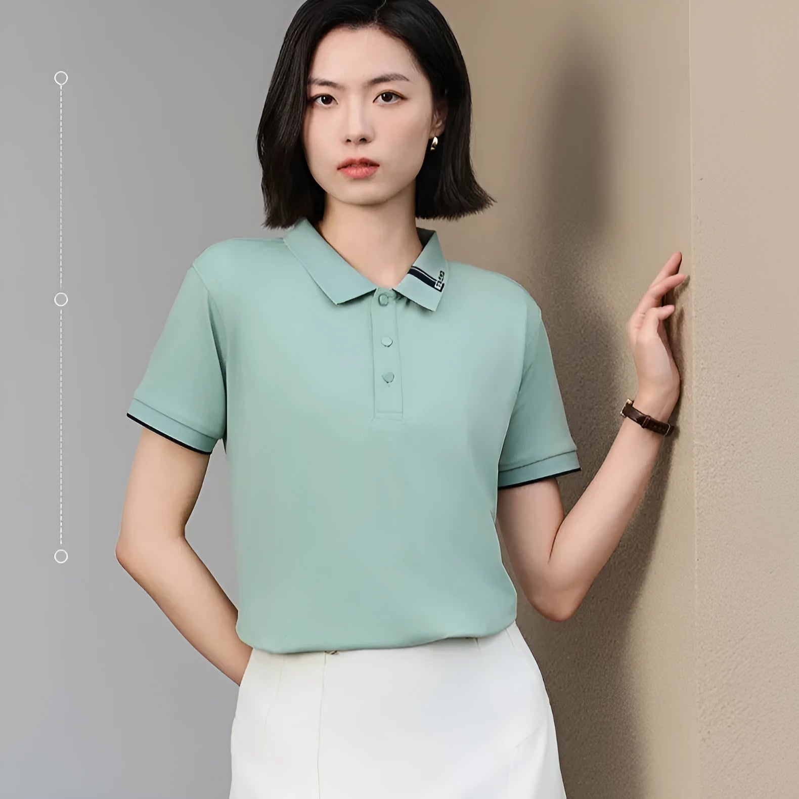 Breathable cotton blend short sleeve lapel polo shirt in light purple with fashion letter print