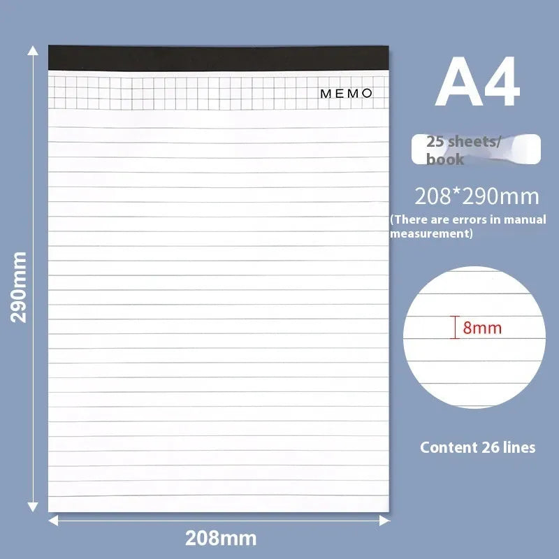 A4 and A5 size notebooks with grid paper and tearable sheets.