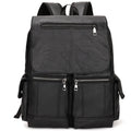 Vintage canvas computer backpack 14 inch laptop bag black brown light brown sewing thread detail