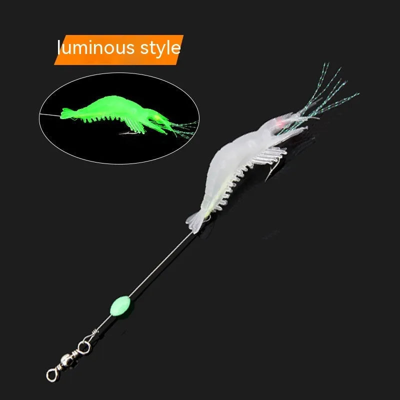 Luer soft fishing lure with hook showing six colour variations including luminous pink and orange head options