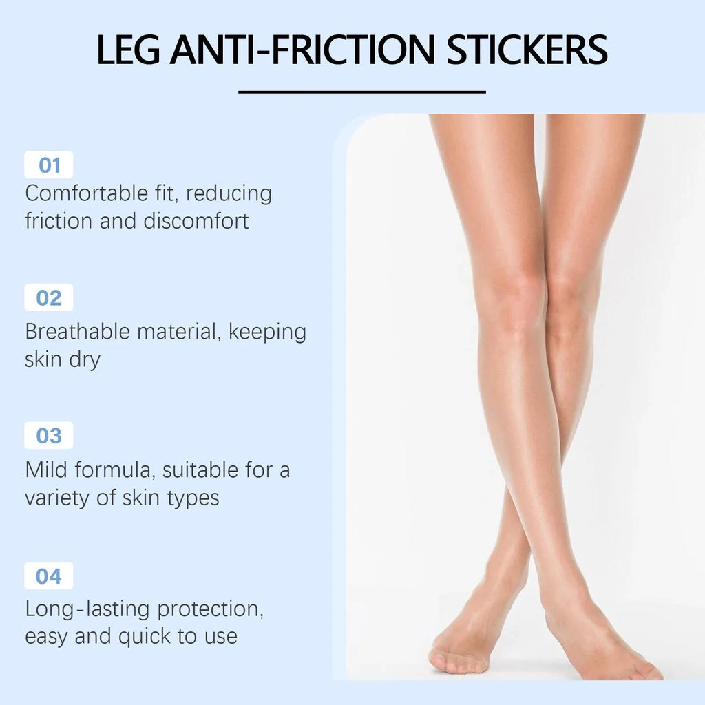 Pack of 10 leg anti-wear patches with moisturising ingredients including sodium hyaluronate and glycerin