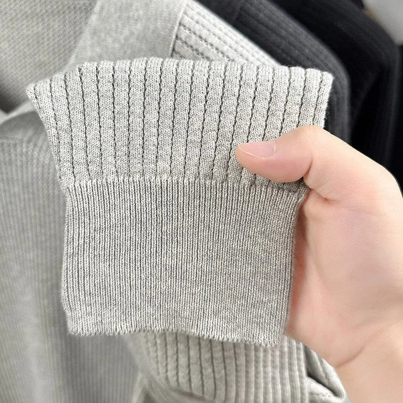 Men's loose cotton pullover shirt with scissors collar in black, dark gray, or oat gray, sizes M to XXXXL