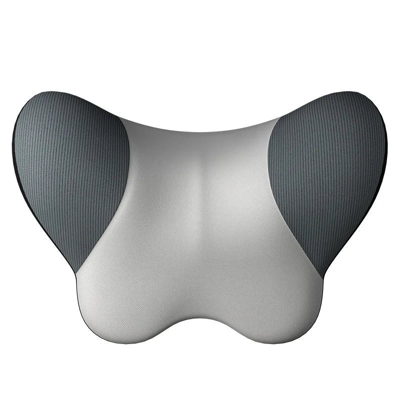 Memory foam car headrest or lumbar support pillow in nylon knitted fabric with black, red, grey, coffee black or apricot grey cover