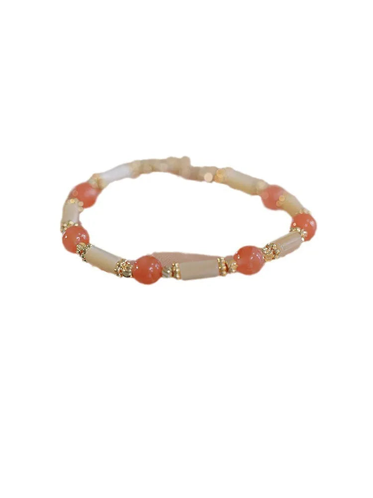 Hetian jade women's bracelet with bamboo joint design in jade or South Red colour, 6mm wide.