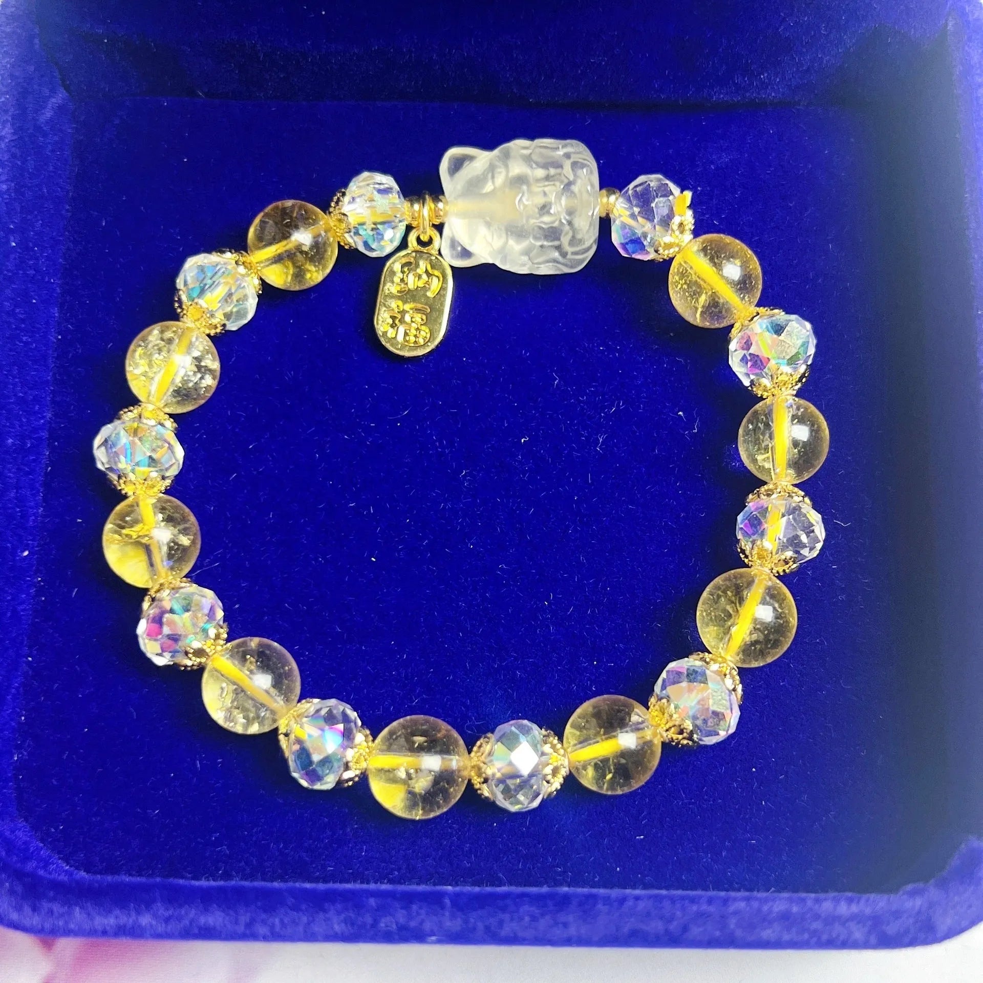 Handmade women's bracelet with citrine crystal stones in nine-tail fox design