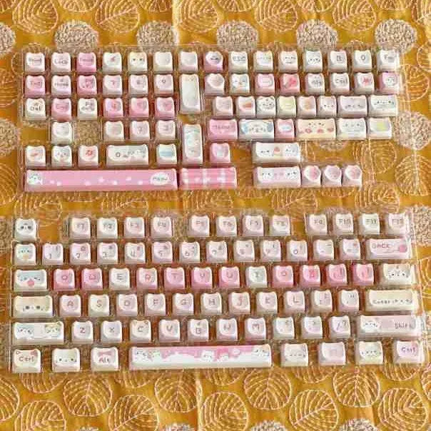 Meow Meow Team 141-piece keyboard keycap set with colourful cat design using five-sided sublimation printing