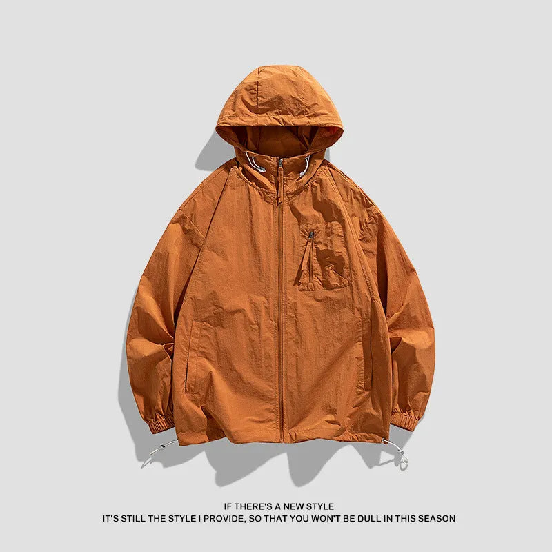 Lightweight hooded sun protection jacket in spandex fabric available in four colour options