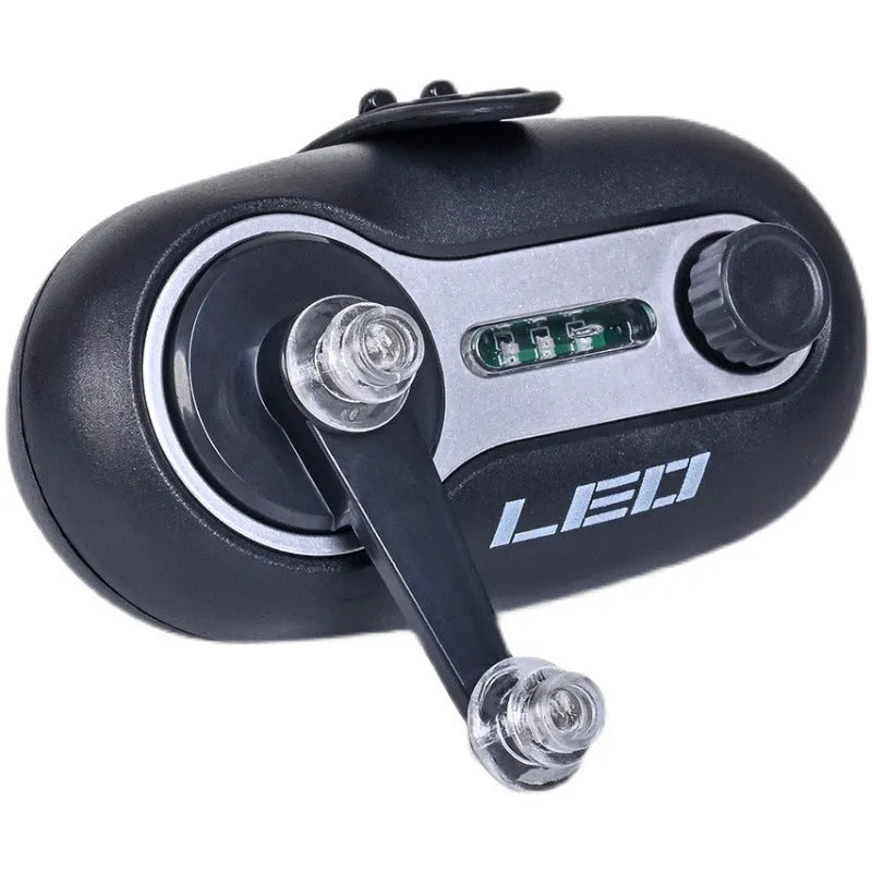 Fishing rod alarm with automatic signal lamp in blue or black colours for night fishing