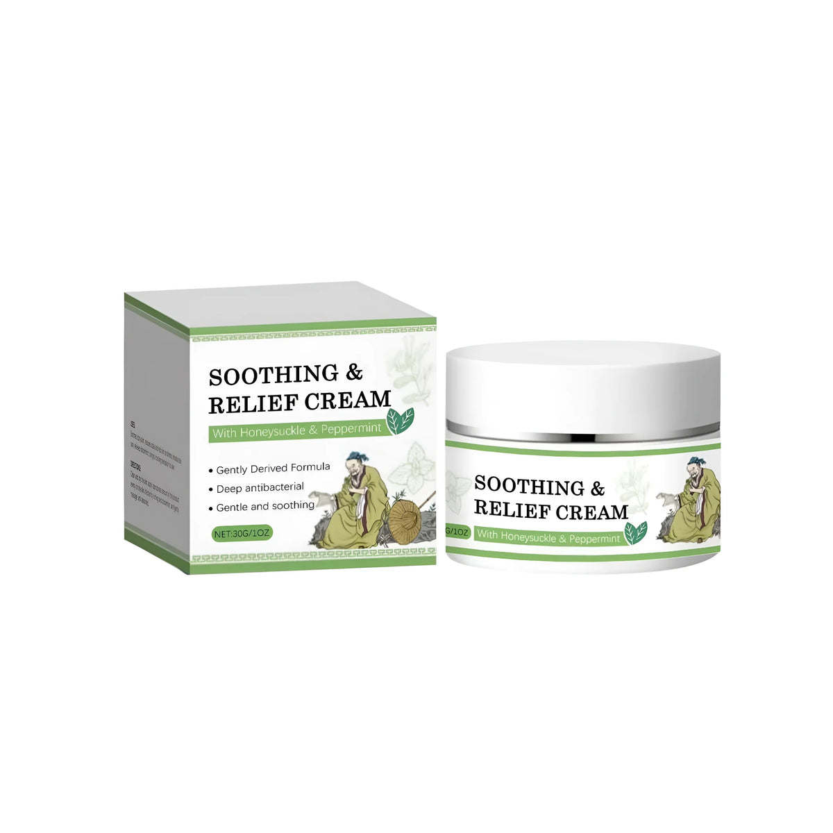 Herbal skincare soothing cream 30g tube with Flos Lonicerae, Folium Menthae, Cortex Phellodendri