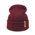 Unisex jacquard knit beanie hat in monochrome pattern, polyester, flat brim, high top, 52-60cm circumference