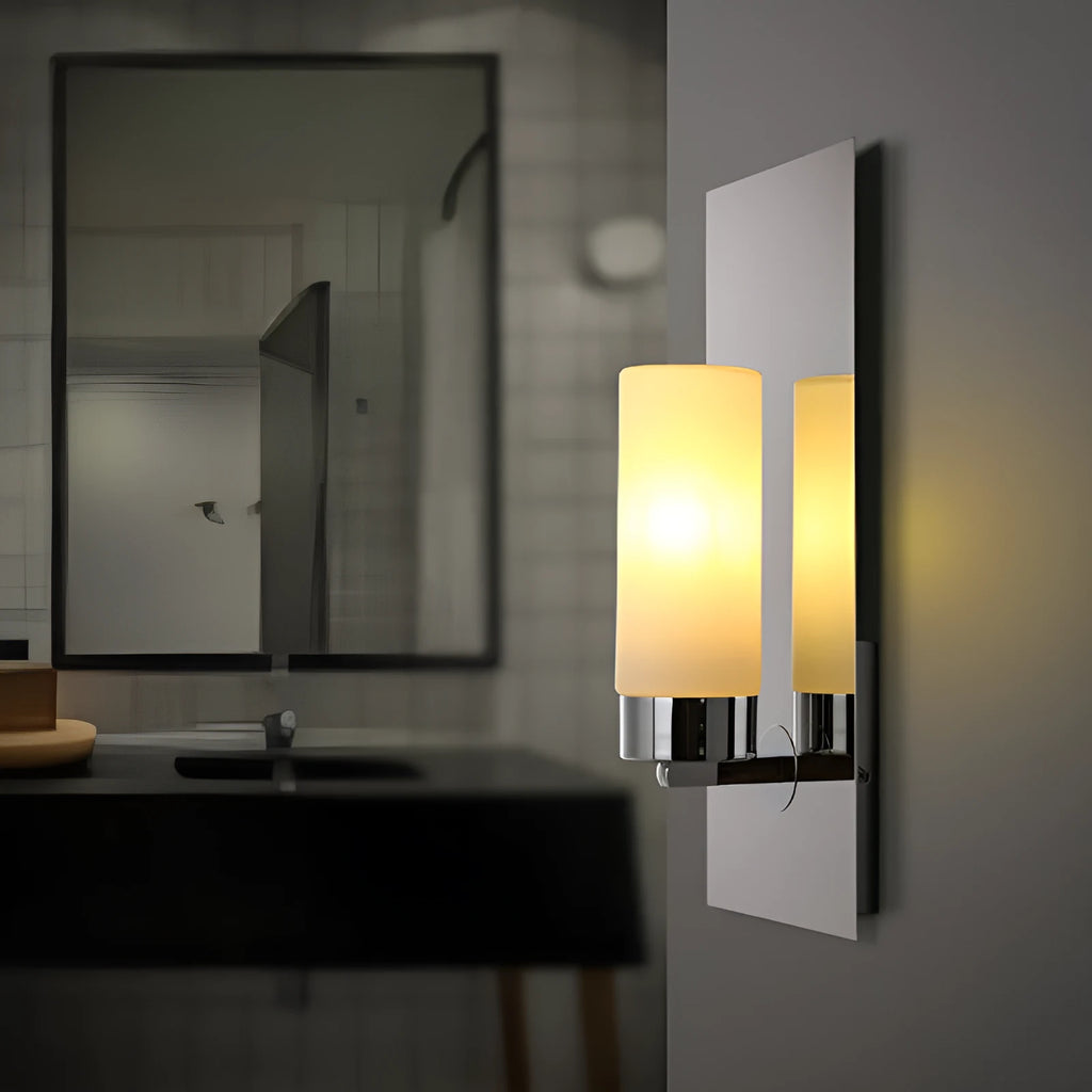 Modern minimalist glass petal wall lamp with button switch, 230mm, for bedside use