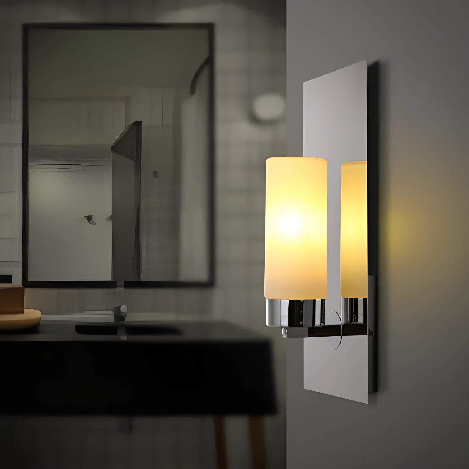 Modern minimalist glass petal wall lamp with button switch, 230mm, for bedside use
