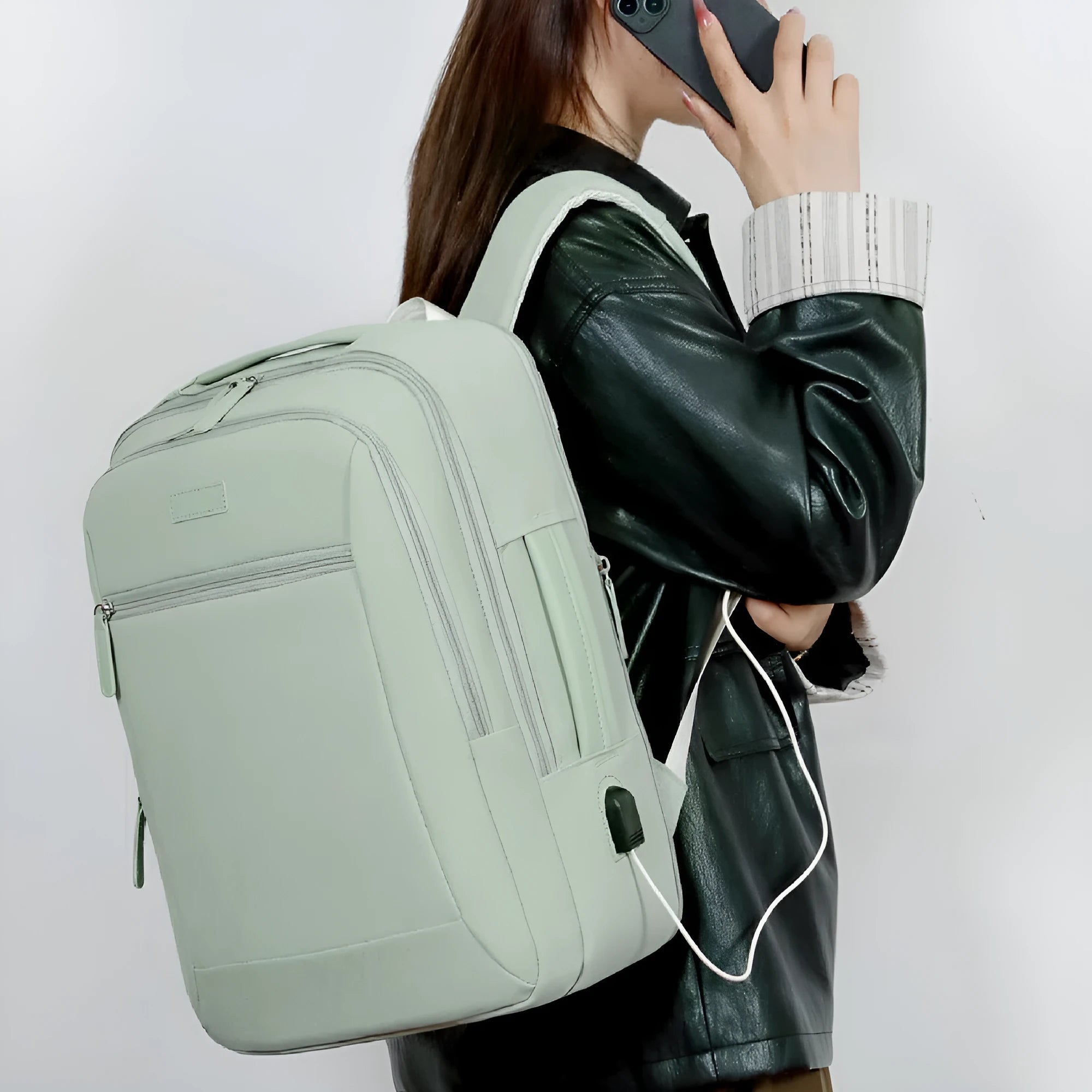 Women's large capacity business bag in solid colour Oxford cloth, available in beige, black, and other shades