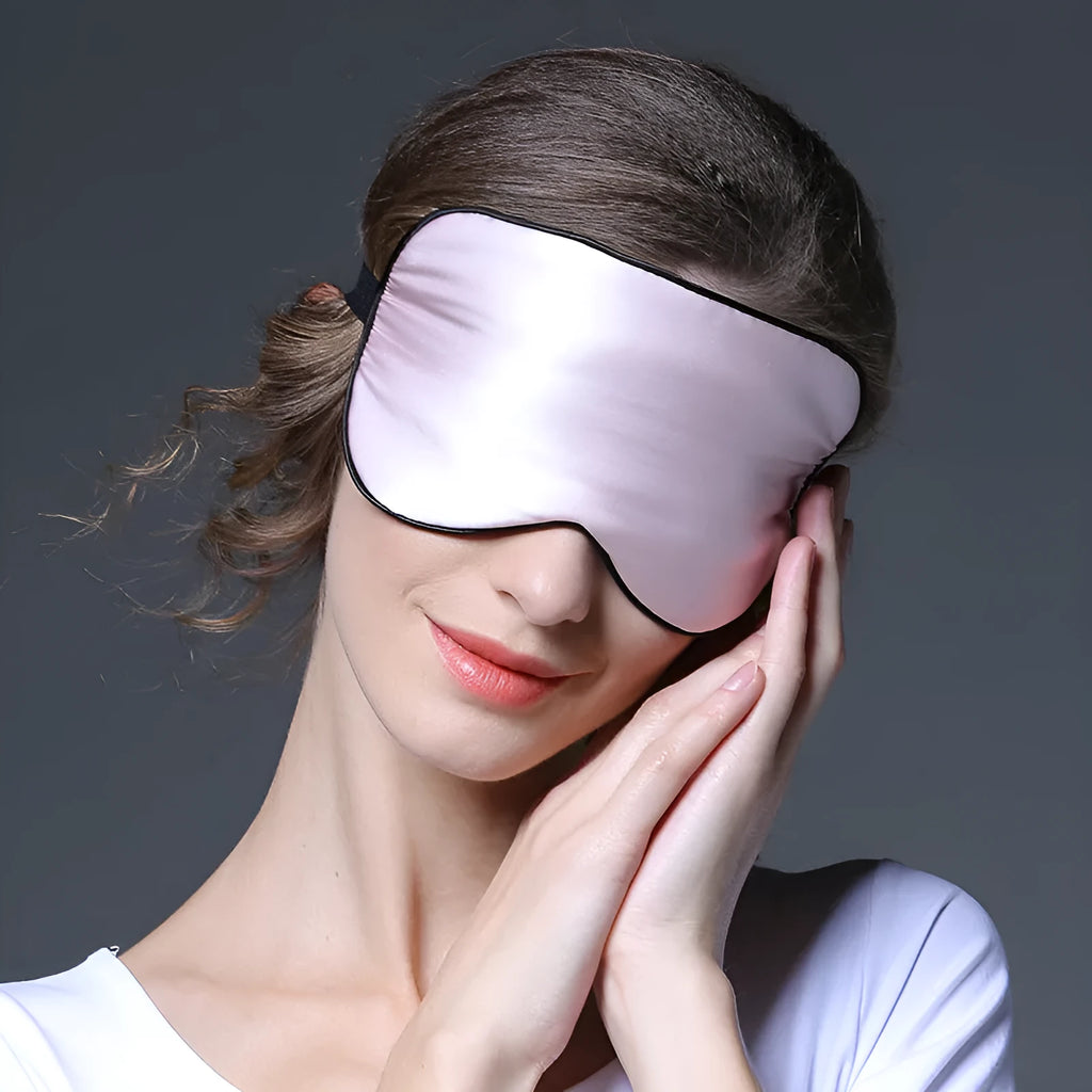 Double-sided mulberry silk sleep eye mask in multiple colour options.
