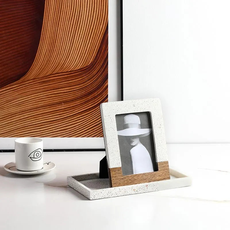 Resin terrazzo decorative storage tray 26.5x14x2cm in colour SZ23038 on a coffee table