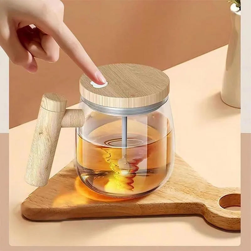 400ml self-stirring coffee mug with electric mixing function in borosilicate glass