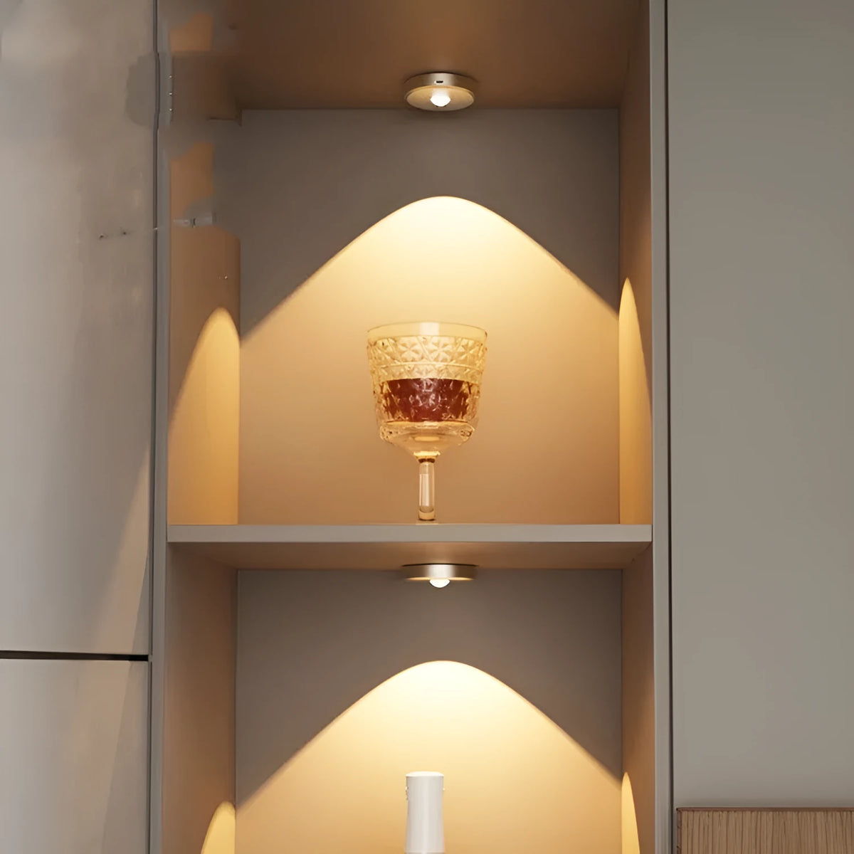 LED small night lamp cabinet light battery operated 80mm three-color adjustable crystal silver finish