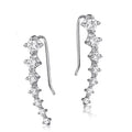 925 sterling silver ear-sticking ear hook studs with crystal inlay, geometric shape, silver colour, 2.3cm long