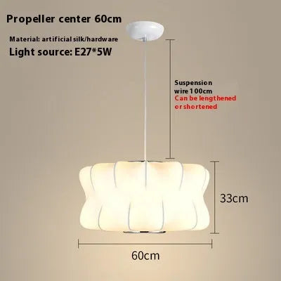 Fabric chandelier lantern lamp with iron frame, LED light source, available in multiple sizes from 30cm to 80cm