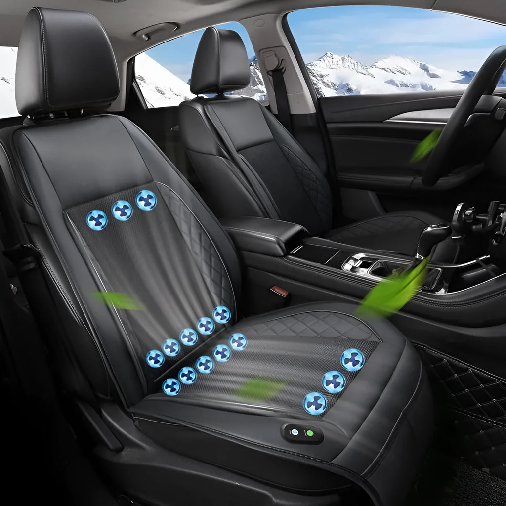 Black car seat ventilation cushion with fan for 12V 24V use