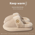 Winter warm plush slippers with thick PVC soles and fleece construction in multiple colours