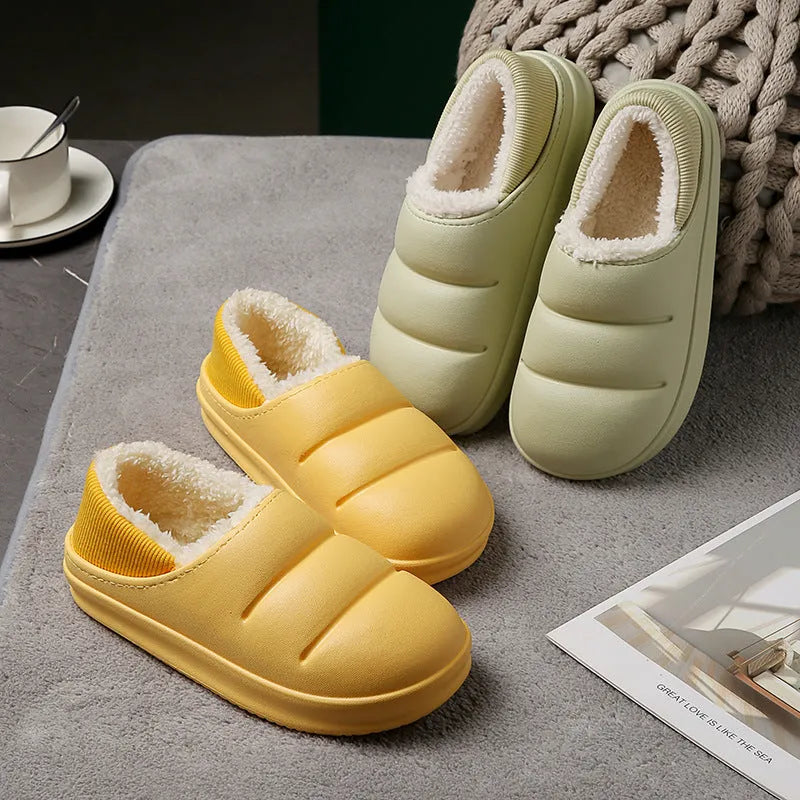 EVA cotton slippers with non-slip soles in yellow, green, black, grey, pink or orange colours