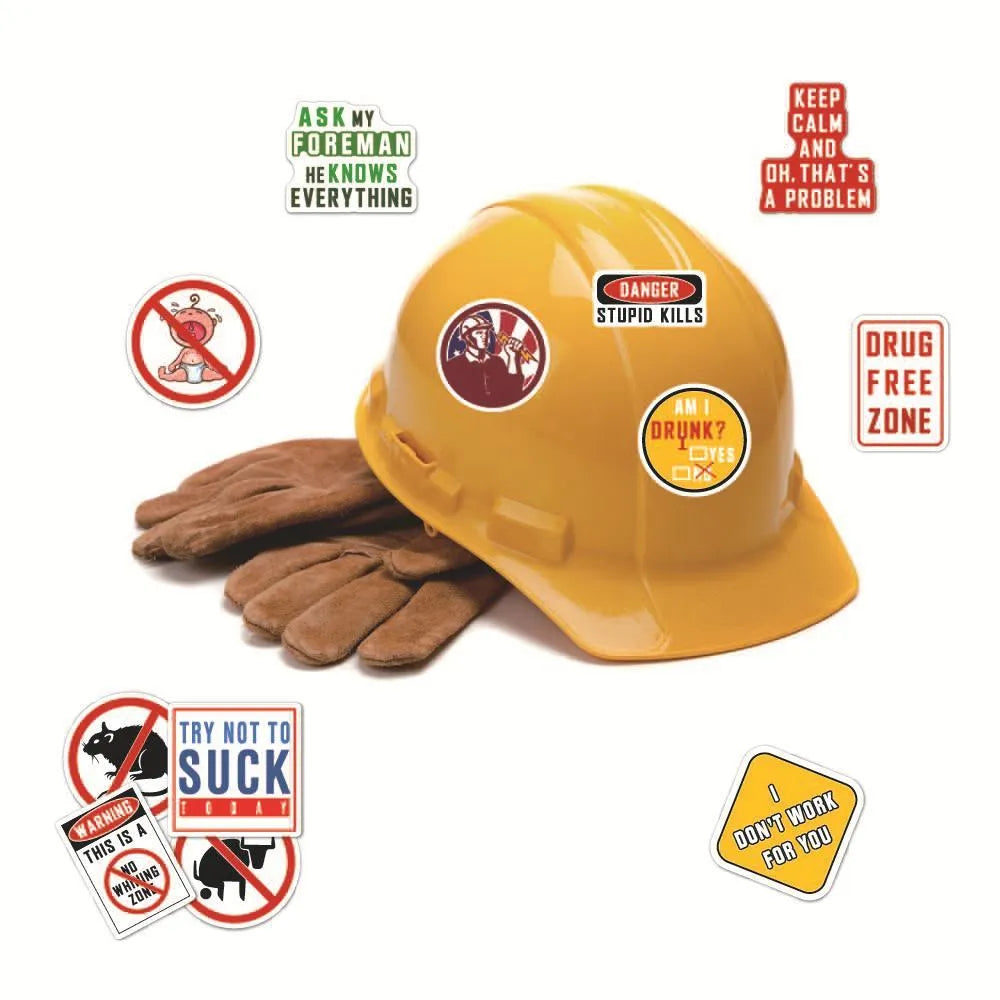 Waterproof motorcycle helmet warning stickers with safety slogans measuring 6-8cm