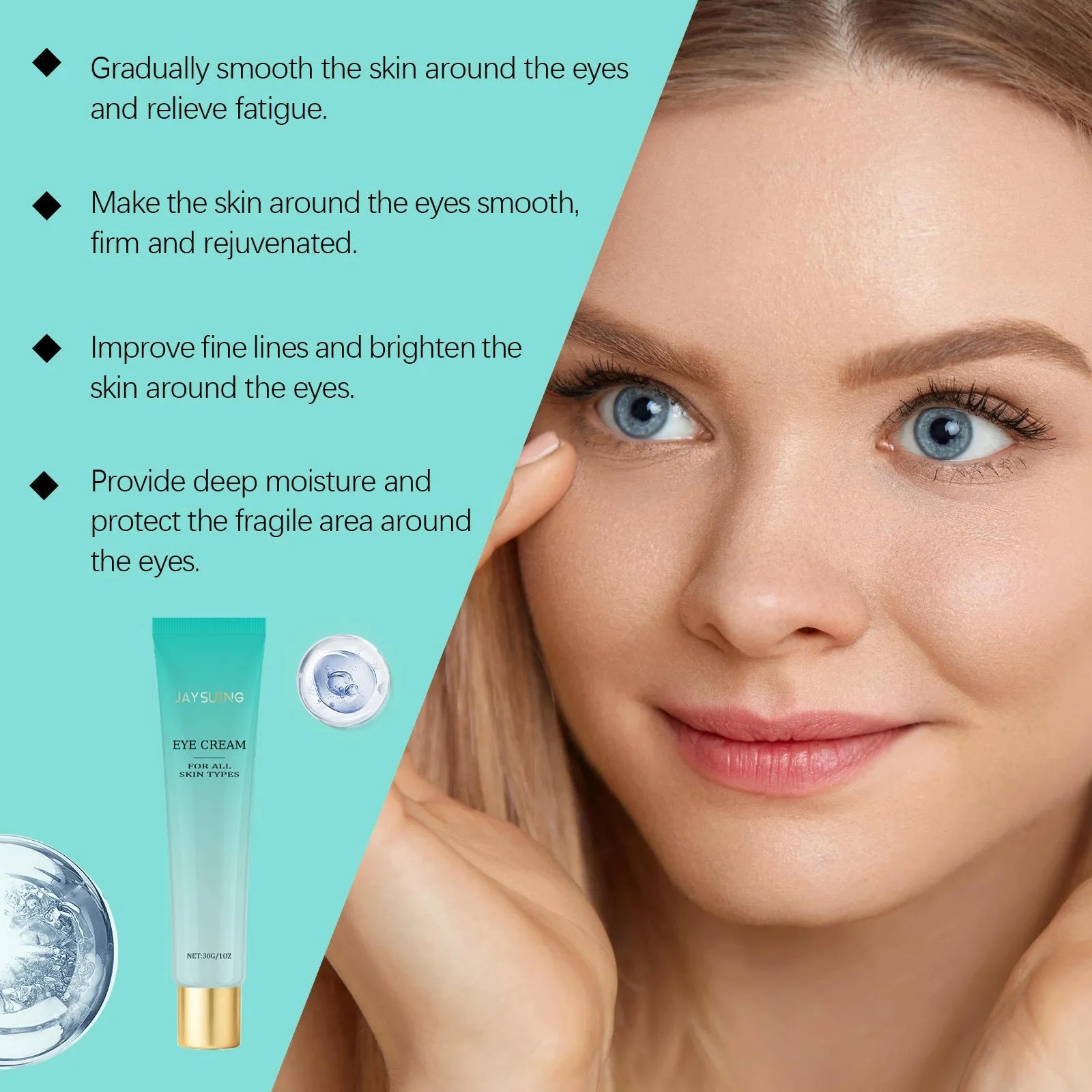 30g container of retinol anti-aging eye cream with hyaluronic acid