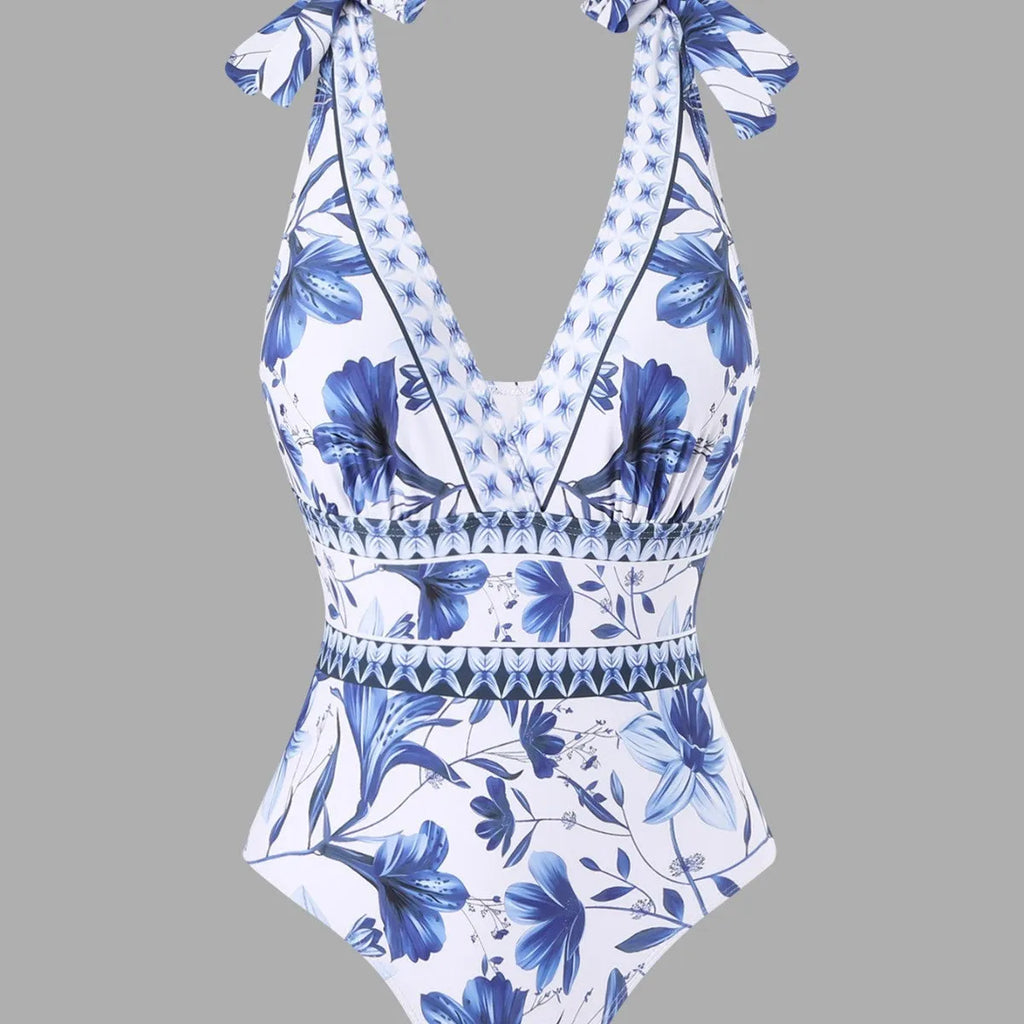 Women’s high waist one-piece bikini swimsuit with chiffon dress, quick-drying nylon polyester fabric, sleeveless, solid colour, sizes S to XL