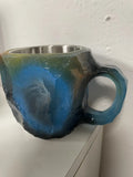 A 400ml resin coffee mug with a crystal-like textured design and a handle, shown in a purple colour.