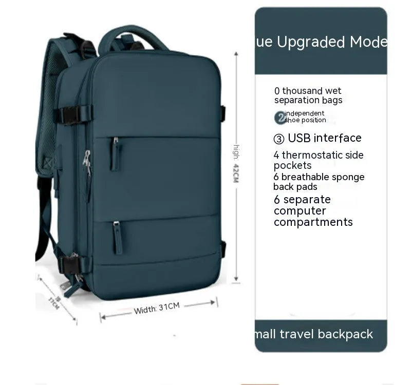 Large waterproof nylon mummy backpack in a selection of colours including black, mint green, and pink.