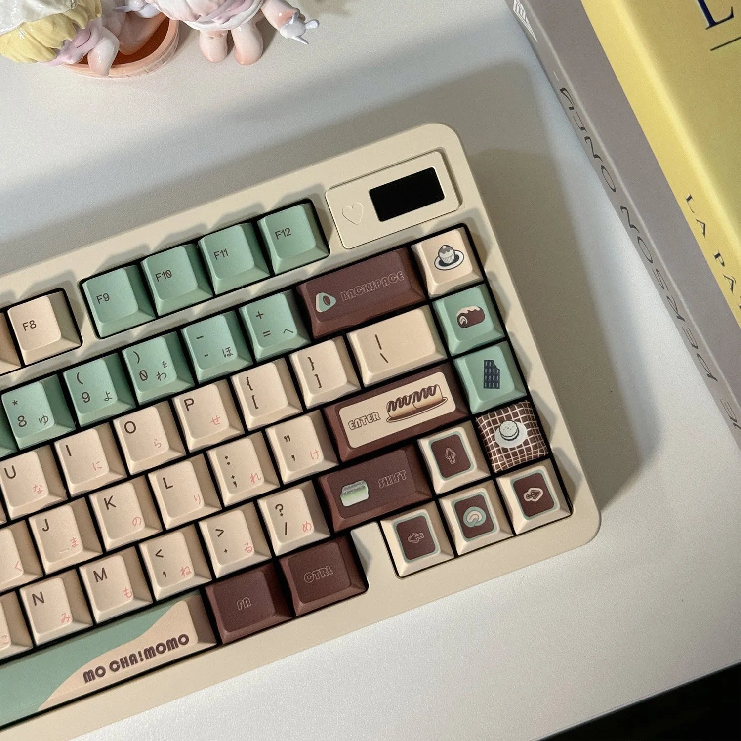 Matcha green theme mechanical keyboard keycaps with five-sided sublimation printing