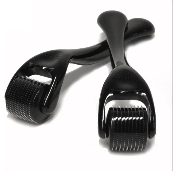 Black 540 microneedle beard roller with 304 stainless steel needles, 16.5 x 4.5 x 4cm, 90g, PC handle