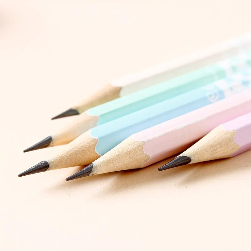 Barrel of 50 natural basswood pencils with six-angle design and HB graphite refills.