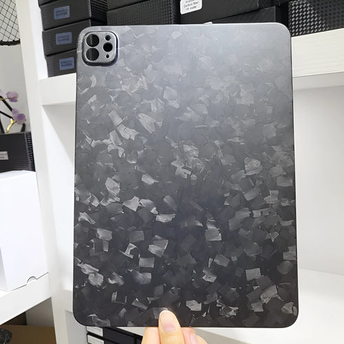 Carbon fibre hard protective case for iPad Pro 11 showing forged surface texture
