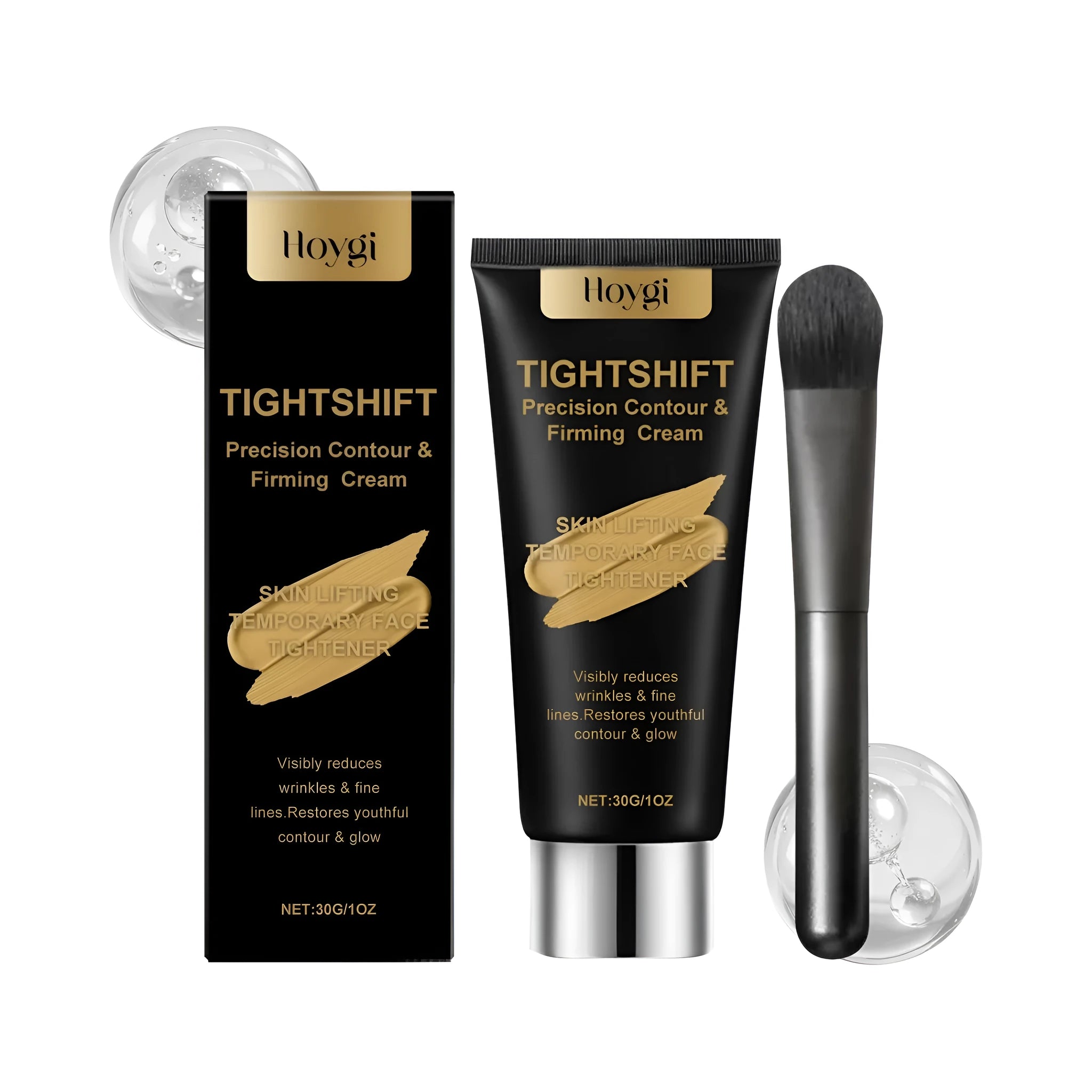 30g jar of light-textured moisturising cream with hyaluronic acid and included application brush